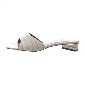 Staud Embossed Leather Slides